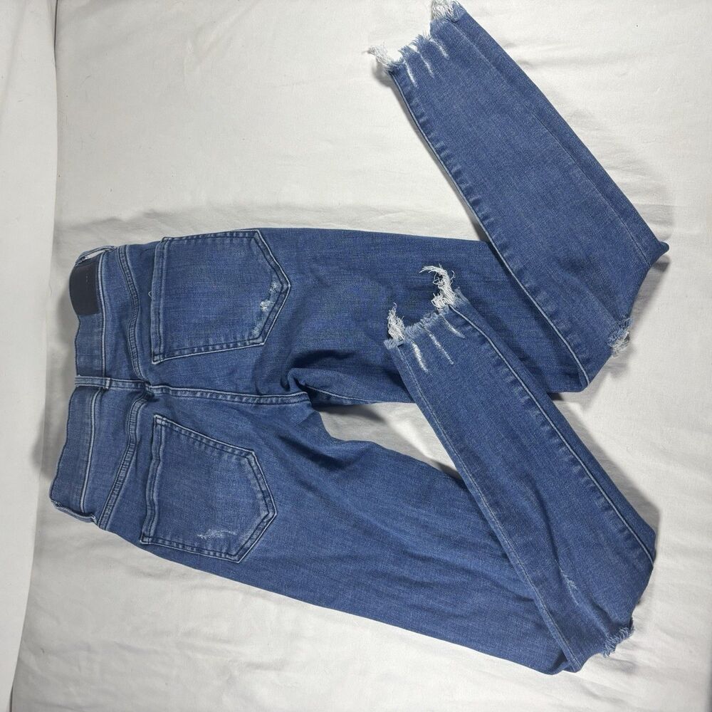 Express Skinny High Rise Jeans Size 00R Distressed Ripped Blue - Picture 4 of 6